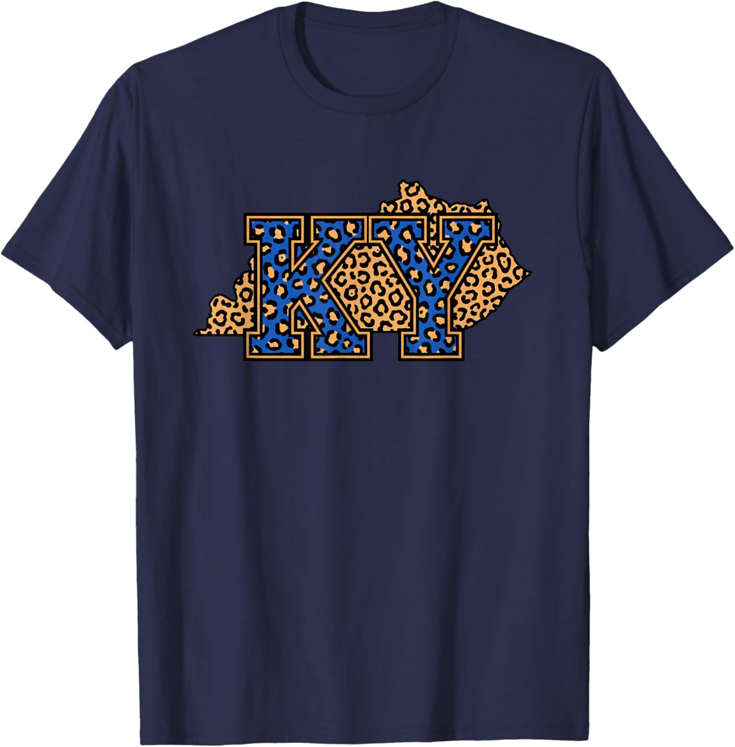 Kentucky Ky Leopard State Pride Design T-Shirt - T-Shirt | Navy