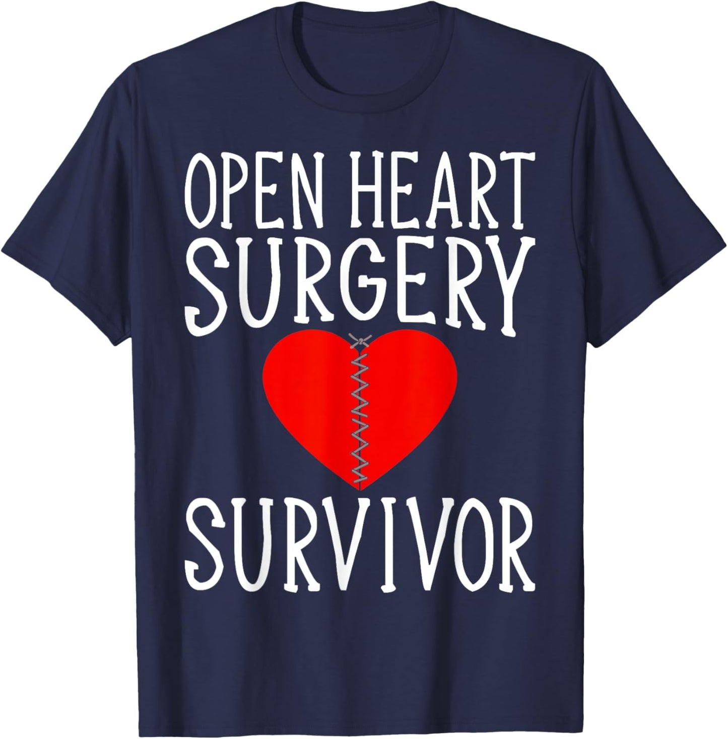 Open Heart Surgery Survivor - Heart Fighter T-Shirt - T-Shirt | Navy