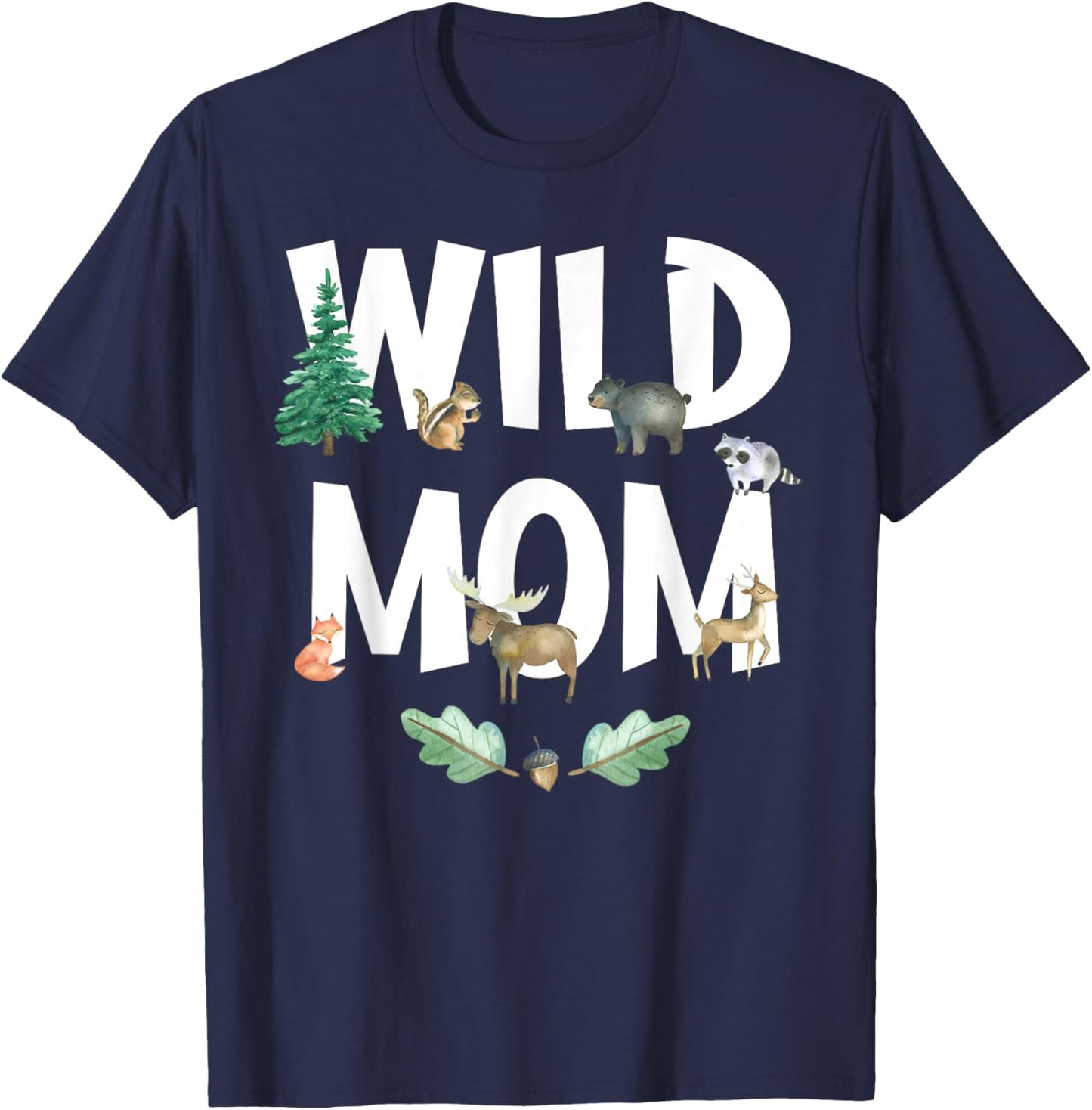 Wild Mom 1st Birthday Family Wild B-Day Woodland Animal T-Shirt - T-Shirt | Navy