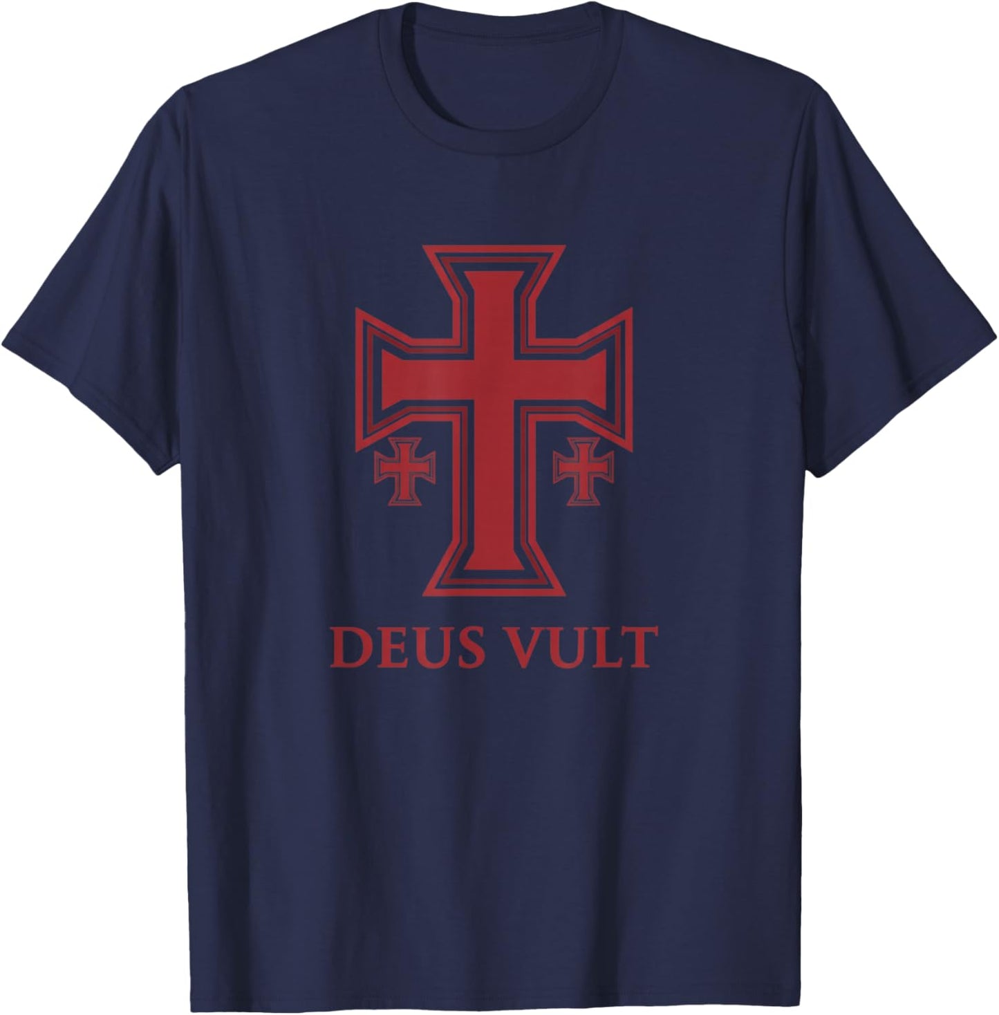 USA Deus Vult Crusader Cross, Templar Jerusalem T-Shirt - T-Shirt | Navy