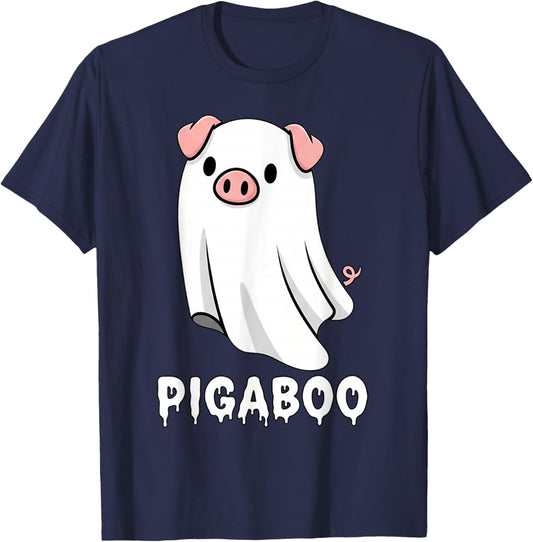 Funny Pig Ghost Spooky Season T-Shirt - T-Shirt | Navy
