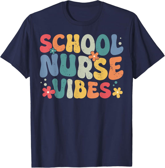 School Nurse Vibes T-Shirt - T-Shirt | Navy