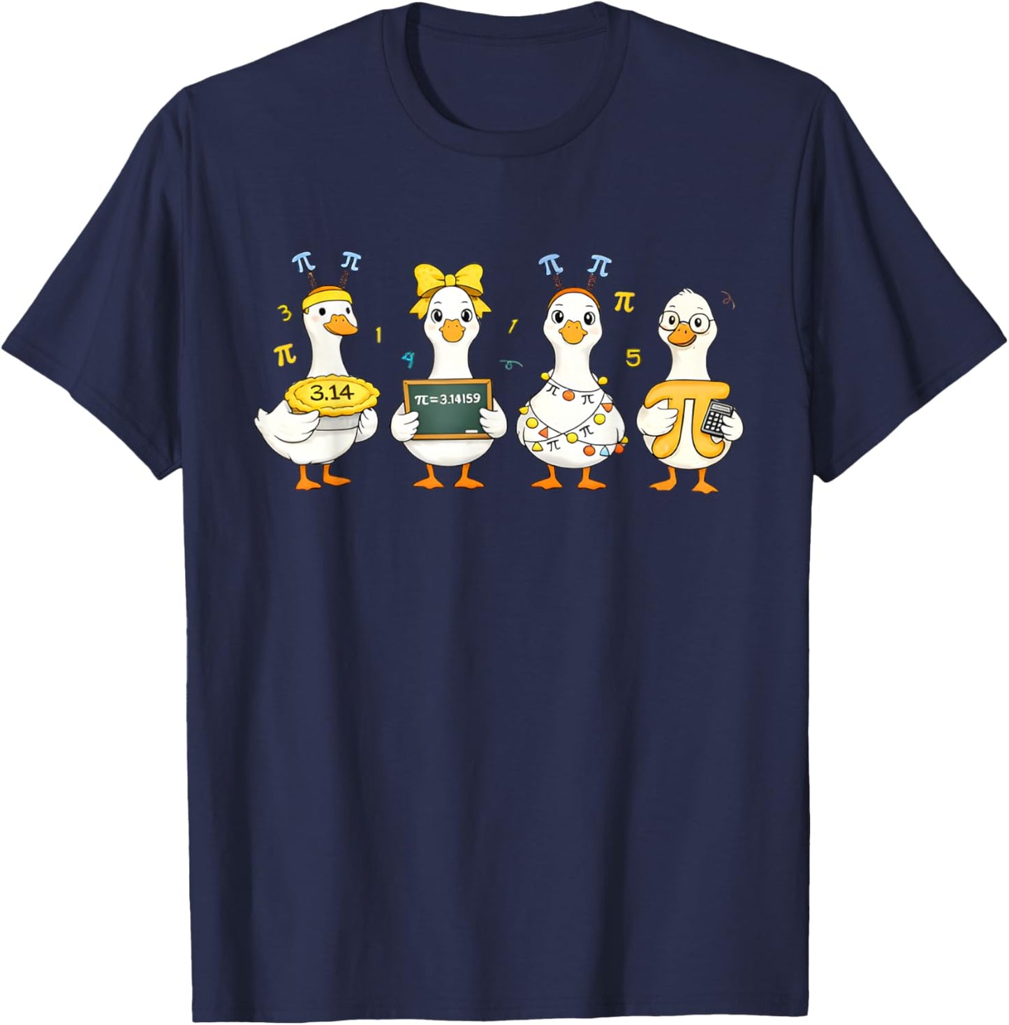 Funny Math Silly Goose Squad Pi Day Humor Cute Math Art T-Shirt - T-Shirt | Navy