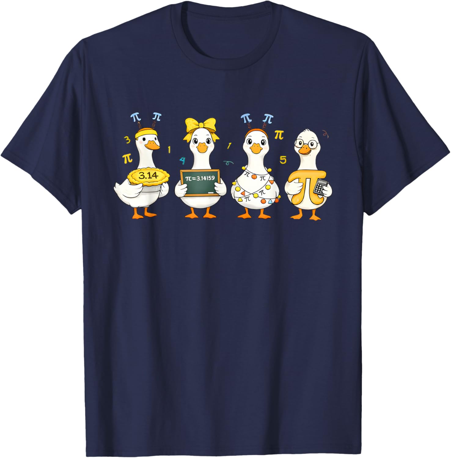 Funny Math Silly Goose Squad Pi Day Humor Cute Math Art T-Shirt - T-Shirt | Navy