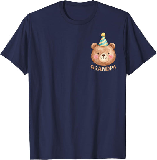 Grandpa Bear 1st Birthday Boy Girl Family Matching Party T-Shirt - T-Shirt | Navy