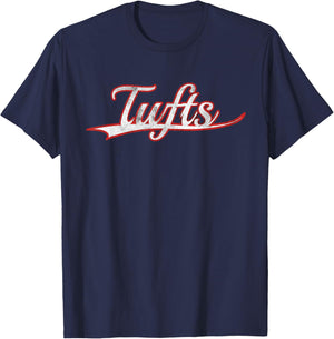 Tufts Boston Area Medford Vintage Varsity Throwback Style T-Shirt - T-Shirt | Navy
