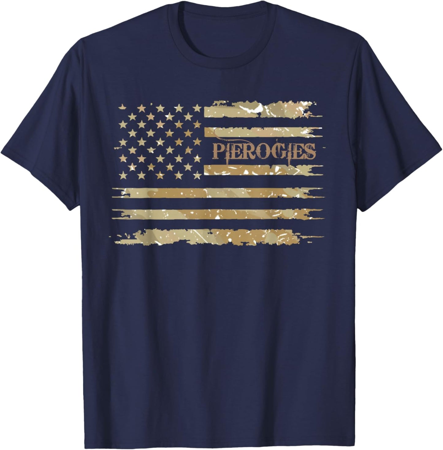 Pierogies Dumpling Polish Food Desert Camo Distressed T-Shirt - T-Shirt | Navy