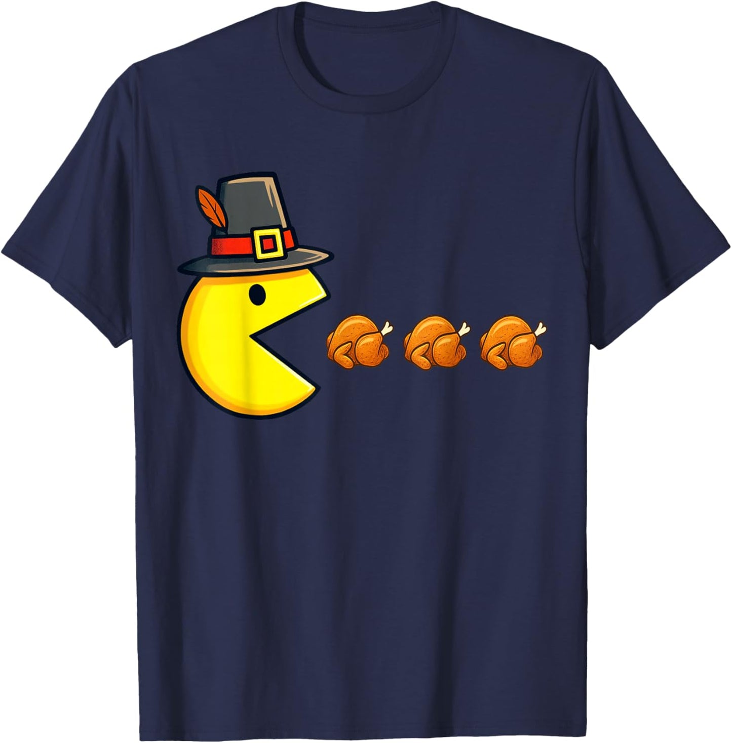 Thanksgiving Video Game Eating Turkey Gamer Men Women Kids T-Shirt - T-Shirt | Navy