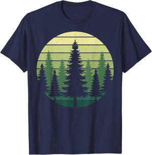 Forest Retro Nature Wildlife Outdoor T-Shirt - T-Shirt | Navy