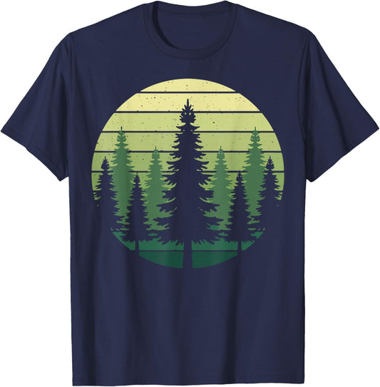 Forest Retro Nature Wildlife Outdoor T-Shirt - T-Shirt | Navy