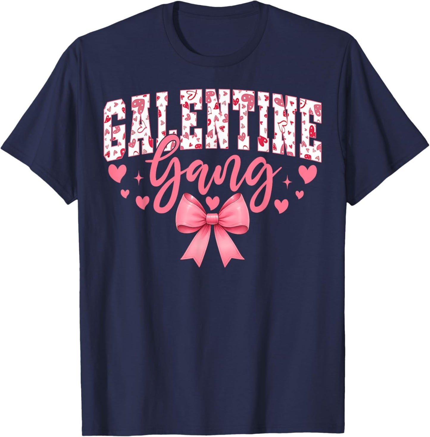 Galentine Gang Coquette Bow Cute Valentine T-Shirt - T-Shirt | Navy