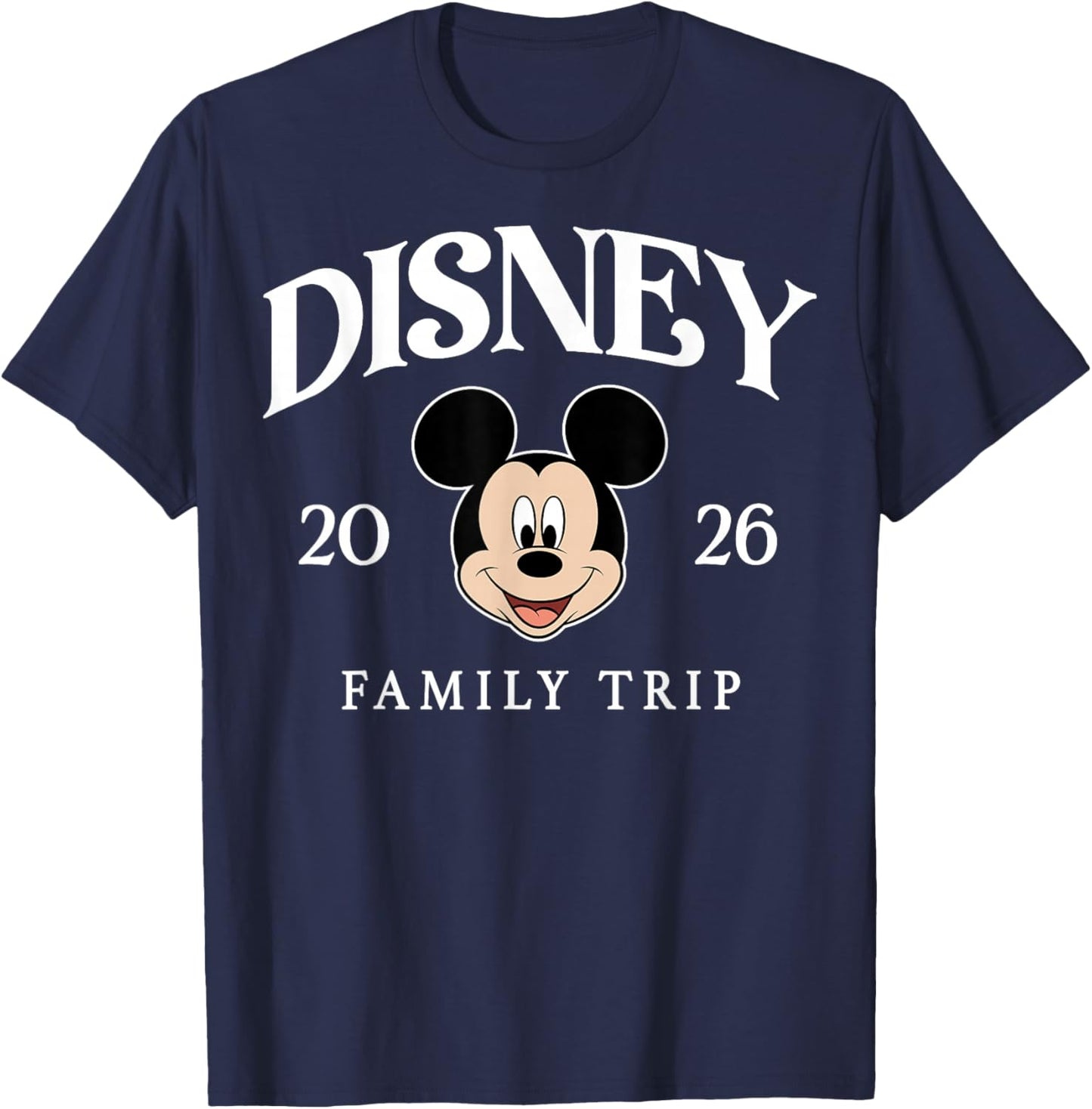Disney Mickey and Friends Disney 2026 Family Trip Light Text T-Shirt - T-Shirt | Navy