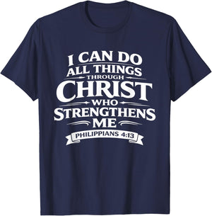 Philippians 4:13 Bible Verse Christian T-Shirt - T-Shirt | Navy