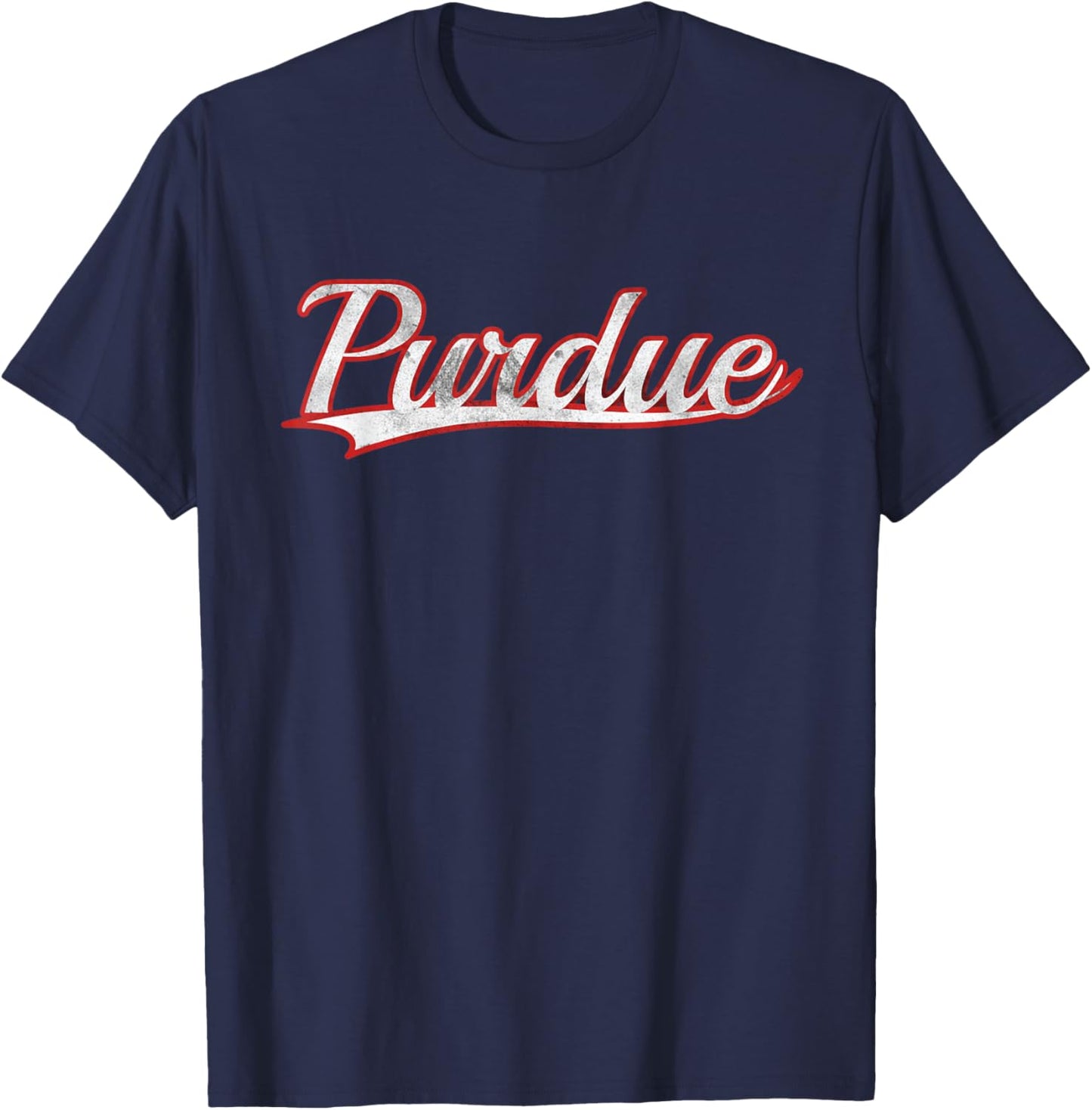 Purdue Indiana Vintage Varsity Distressed Throwback Style T-Shirt - T-Shirt | Navy