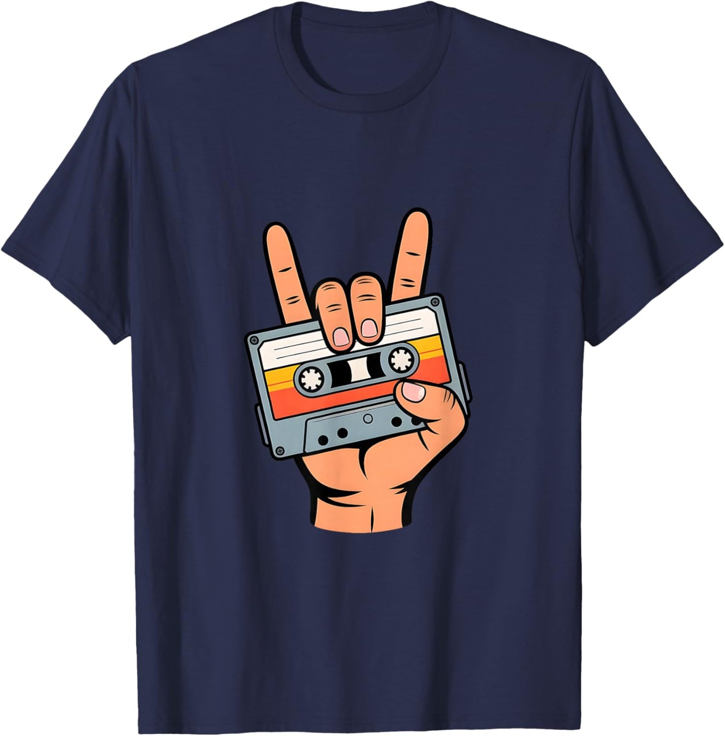 Retro Cassette Tape Design for 80s & 90s Nostalgia T-Shirt - T-Shirt | Navy