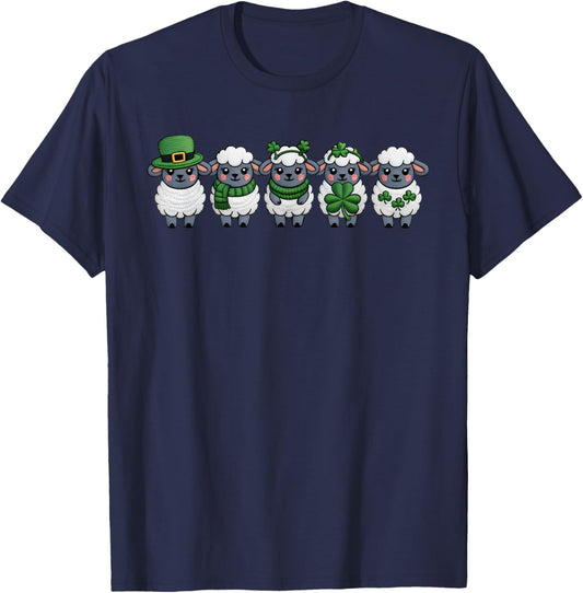 The Seasons Patrick's Day Ireland Four Cute Sheep Men Women T-Shirt - T-Shirt | Navy