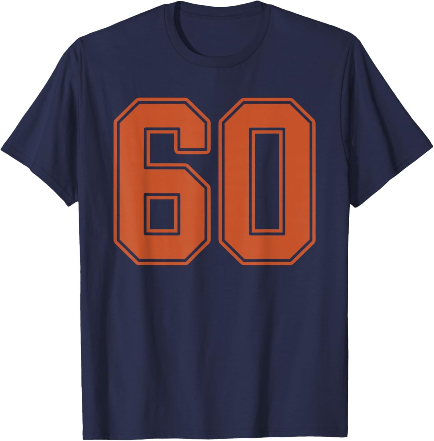 Burnt Orange Number 60 Jersey Player Uniform #60 T-Shirt - T-Shirt | Navy