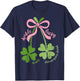Twin Pregnancy Announcement St. Patrick's Day Shamrock Bow T-Shirt - T-Shirt | Navy