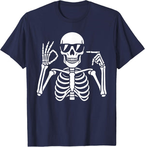 67 Skeleton Funny Six Seven Gen Alpha Halloween Meme T-Shirt - T-Shirt | Navy