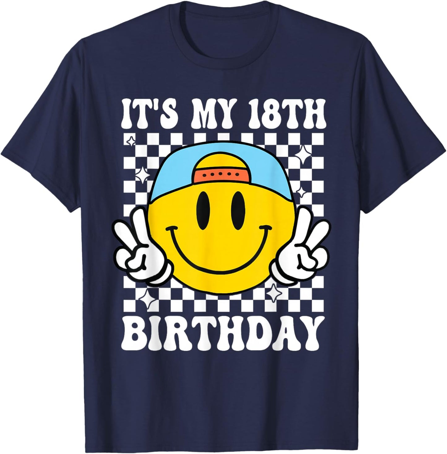Its My 18th Birthday Smile face 18 Years Old Boys Girls T-Shirt - T-Shirt | Navy