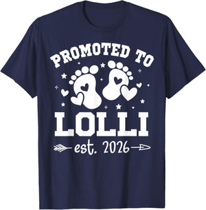 Promoted to Lolli Est 2026 Baby Announcement T-Shirt - T-Shirt | Navy