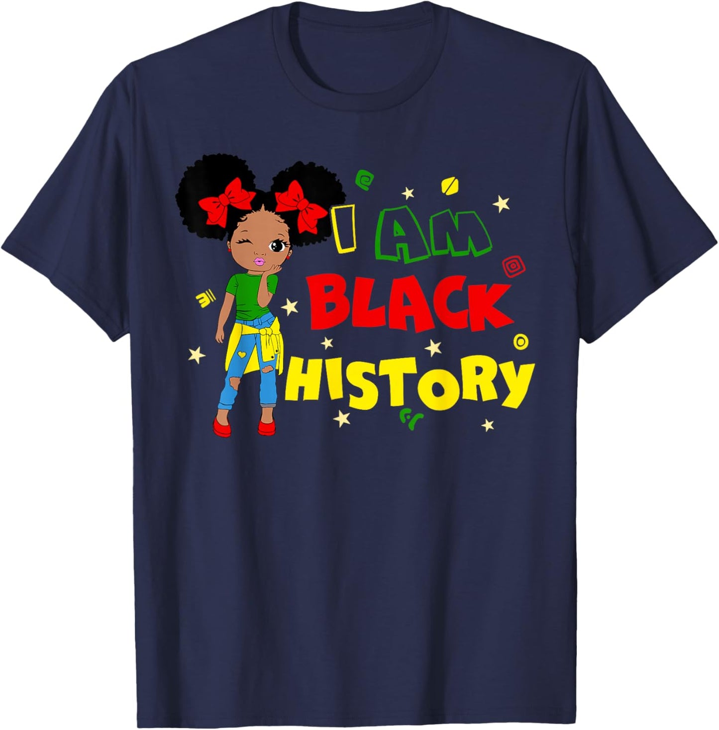 Little Girl I Am Black History Month African Kid Toddler T-Shirt - T-Shirt | Navy