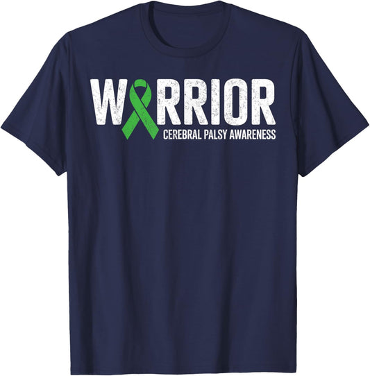 Warrior Fighter Cerebral Palsy Awareness CP Ribbon Support T-Shirt - T-Shirt | Navy