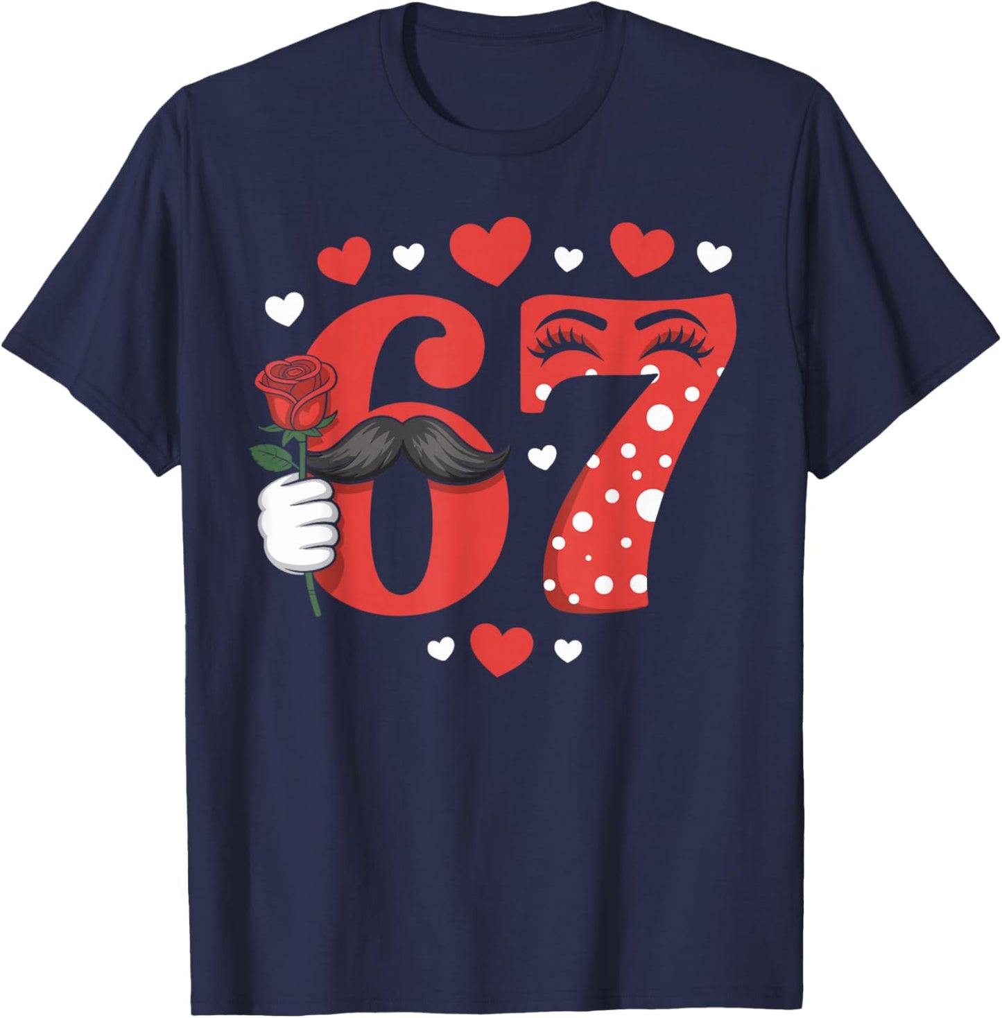 Funny 67 Valentines Day Six Seven Meme Heart Boys Girls Kids T-Shirt - T-Shirt | Navy