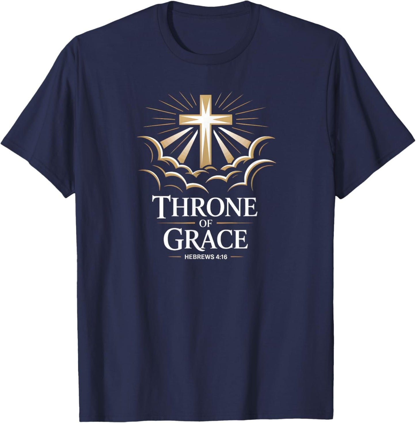 Throne of Grace Hebrews 4:16 Cross T-Shirt - T-Shirt | Navy