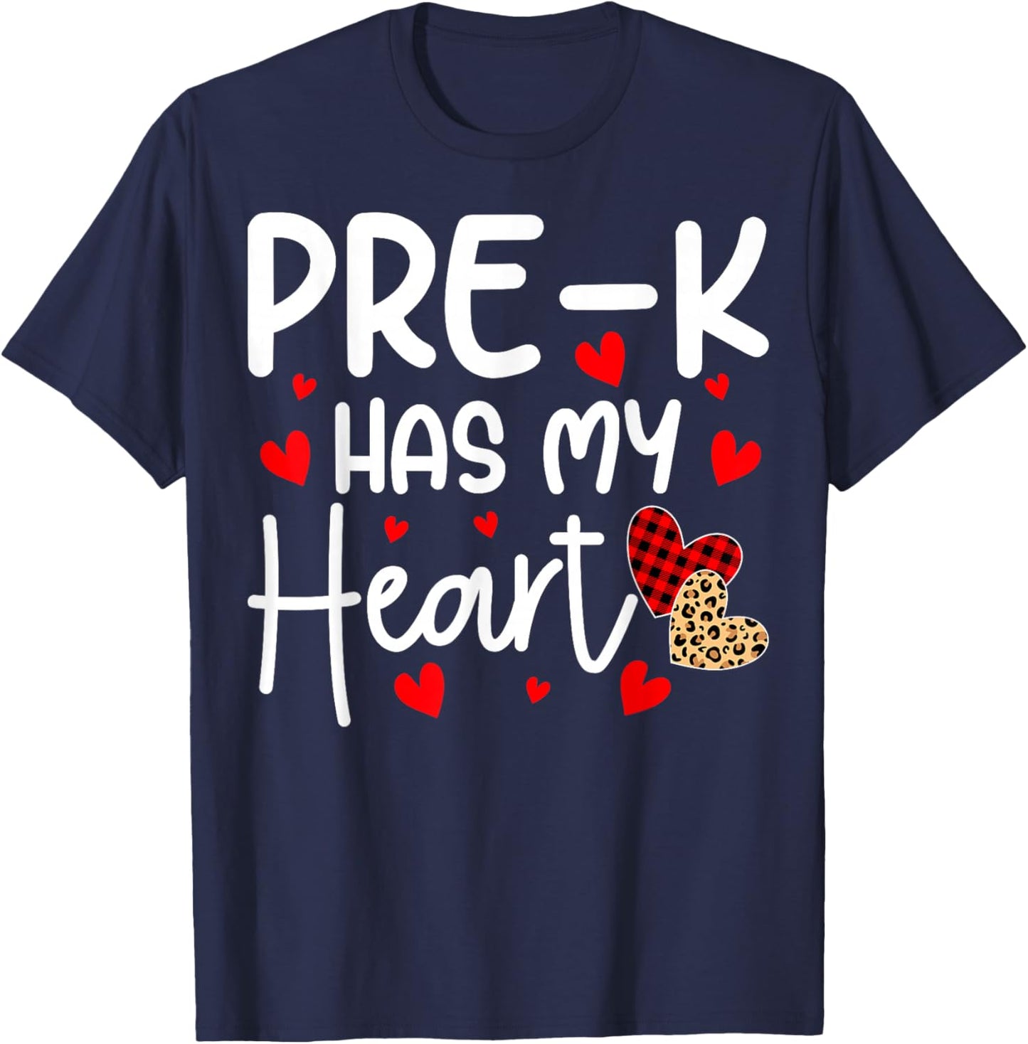Pre-k Has My Heart Funny Valentine's Day Students Teacher T-Shirt - T-Shirt | Navy