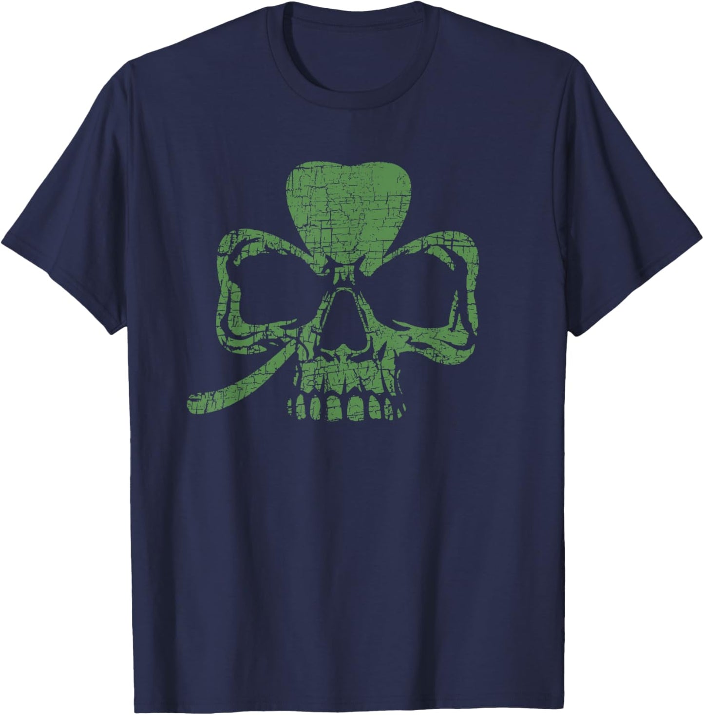 Shamrock and Skull St Patrick's Skeleton Clovers Bold Rock T-Shirt - T-Shirt | Navy