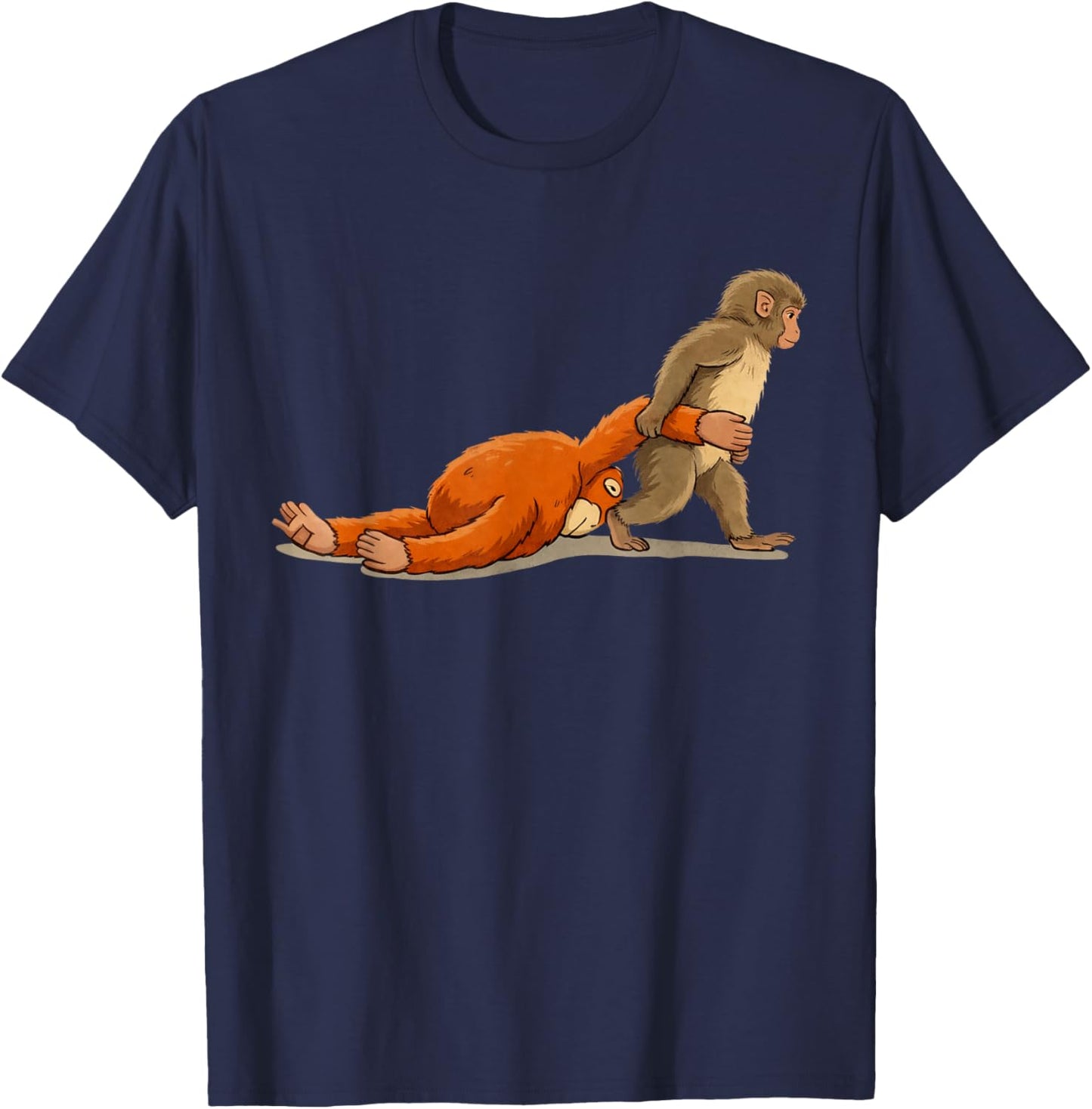Monkey Punch Baby Monkey Holding Plush Toy T-Shirt - T-Shirt | Navy