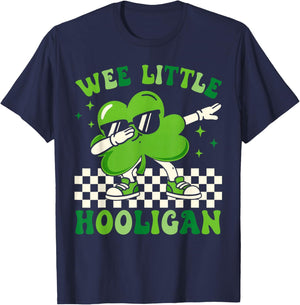 Wee Little Hooligan Dab Shamrock Funny St Patrick's Day Kids T-Shirt - T-Shirt | Navy