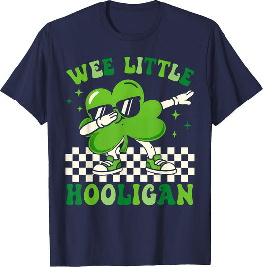 Wee Little Hooligan Dab Shamrock Funny St Patrick's Day Kids T-Shirt - T-Shirt | Navy