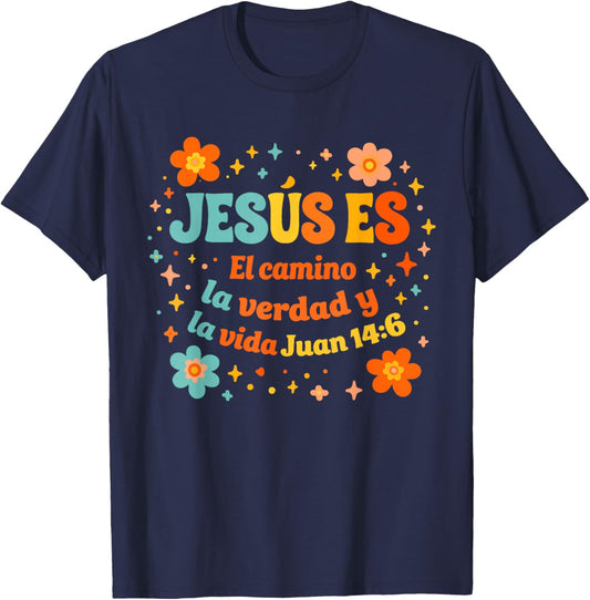 Christian Spanish Espanol Bilingual Christ Bible Verse T-Shirt - T-Shirt | Navy
