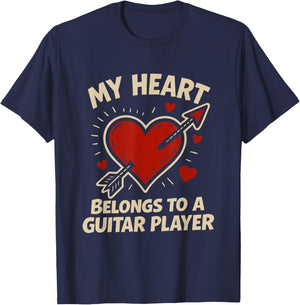 My Heart Belongs to A Guitar Player T-Shirt - T-Shirt | Navy