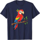 Colorful Cartoon Parrot Macaw Tropical Jungle Bird T-Shirt - T-Shirt | Navy