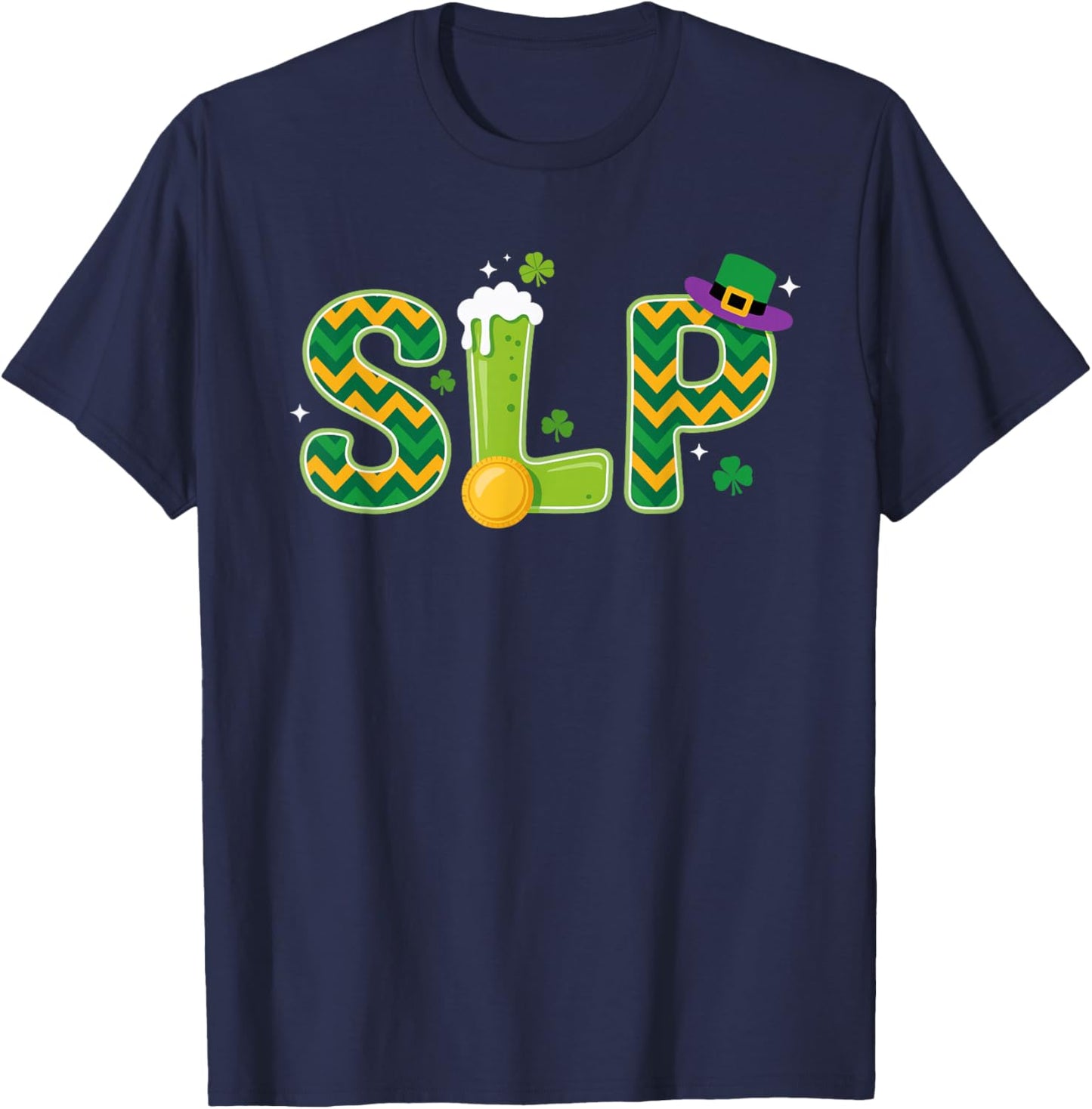 SLP St Patrick's Day Speech Therapist T-Shirt - T-Shirt | Navy