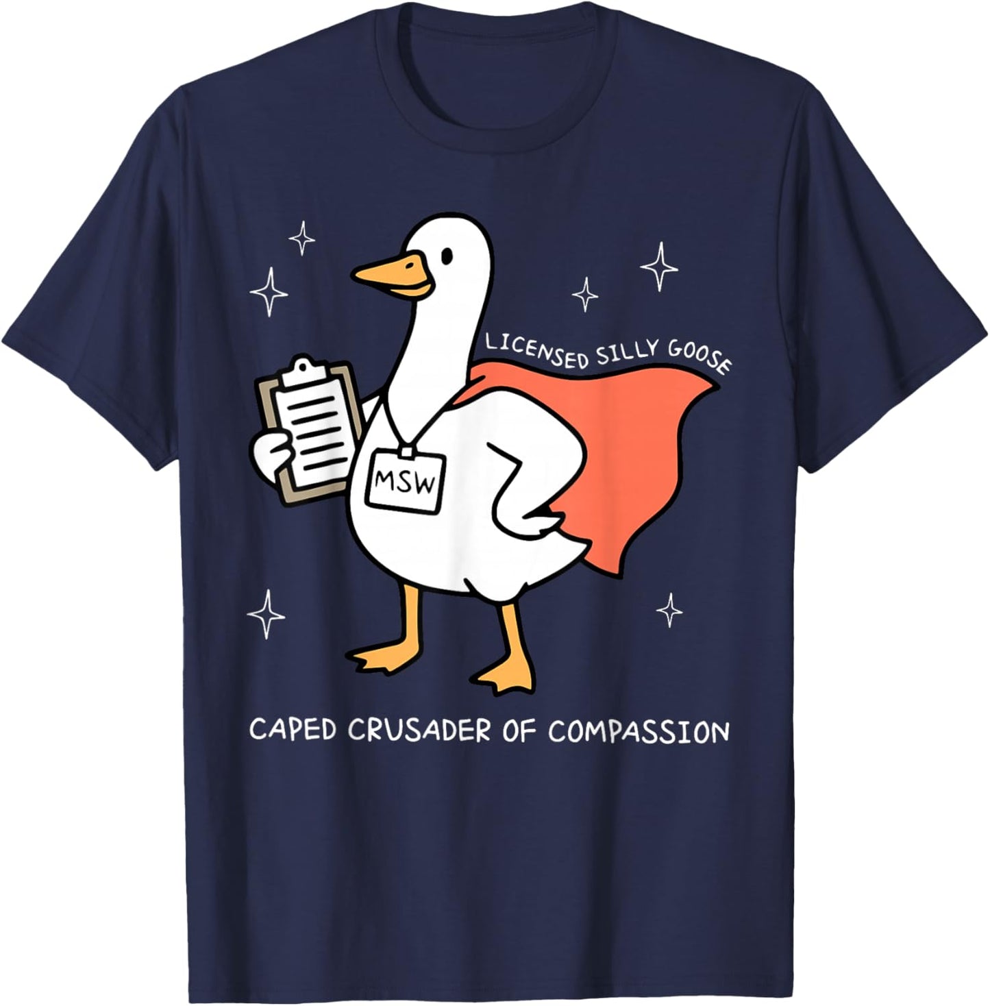 Silly Goose Social Worker MSW LMSW LCSW School Counselor T-Shirt - T-Shirt | Navy