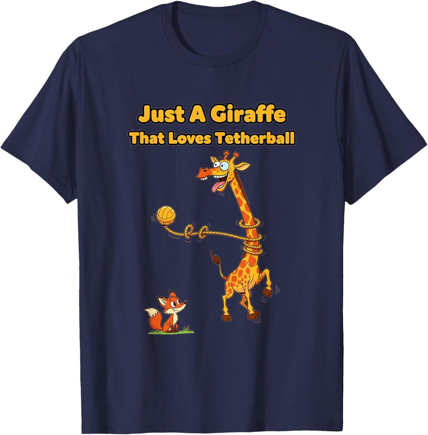 Just A Giraffe That Loves Tetherball Funny Zoo Animals T-Shirt - T-Shirt | Navy