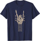 Rock Guitar Skeleton Hand Halloween Guitarist Spooky Season T-Shirt - T-Shirt | Navy