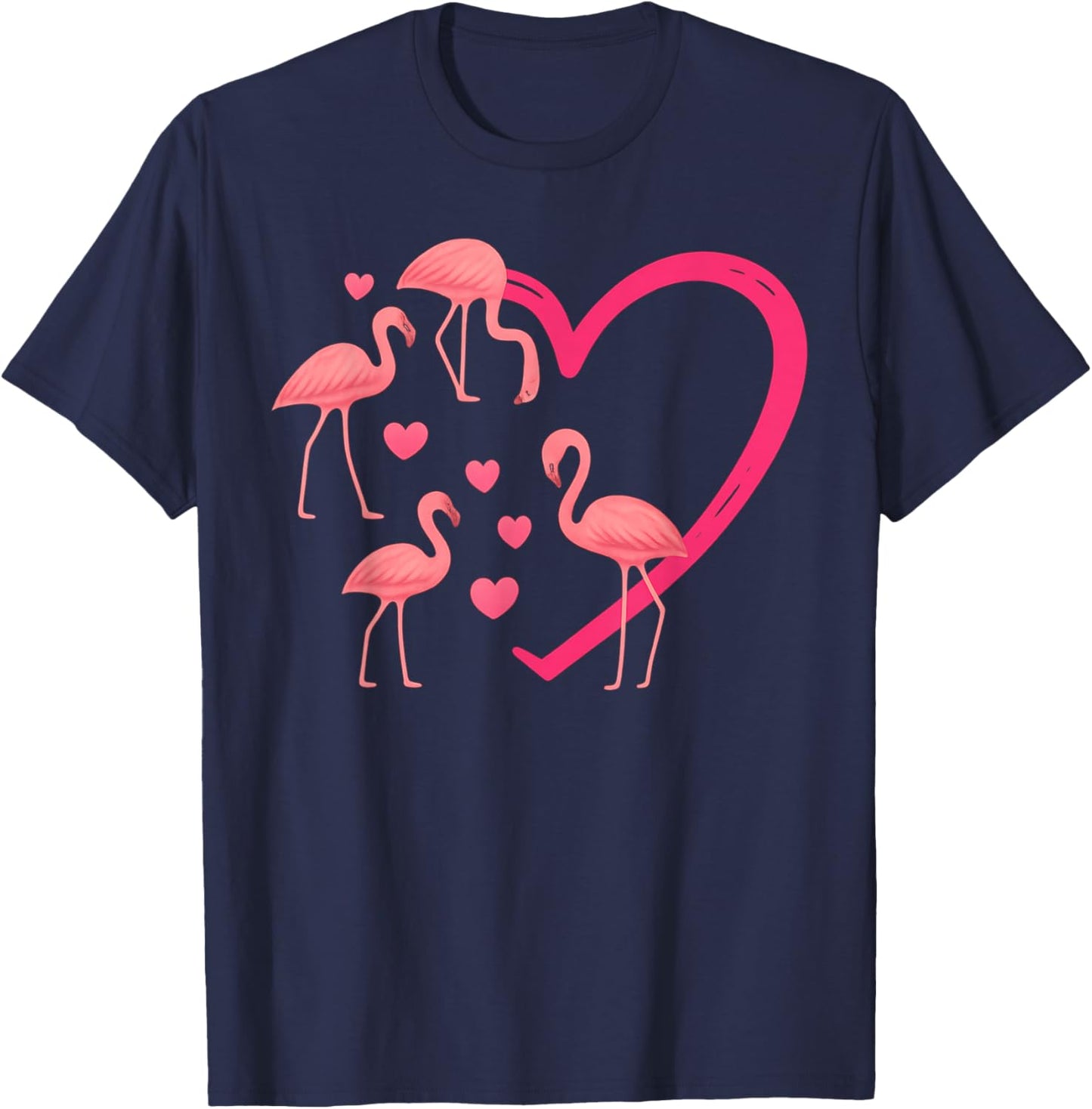 Love Cute Valentine's 2026 Bird Flamingo T-Shirt - T-Shirt | Navy