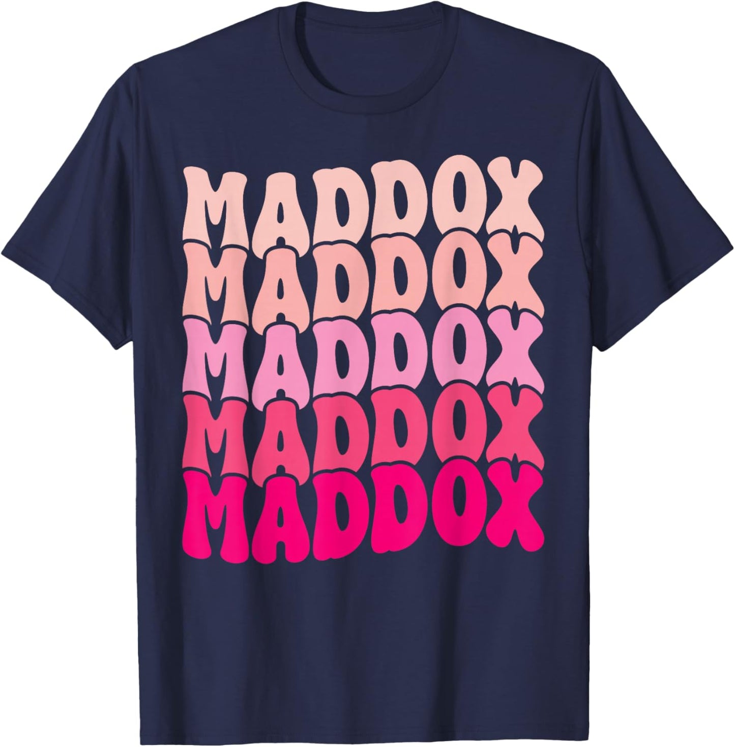Vintage Maddox Personalized Name I Love Maddox 80's Groovy T-Shirt - T-Shirt | Navy