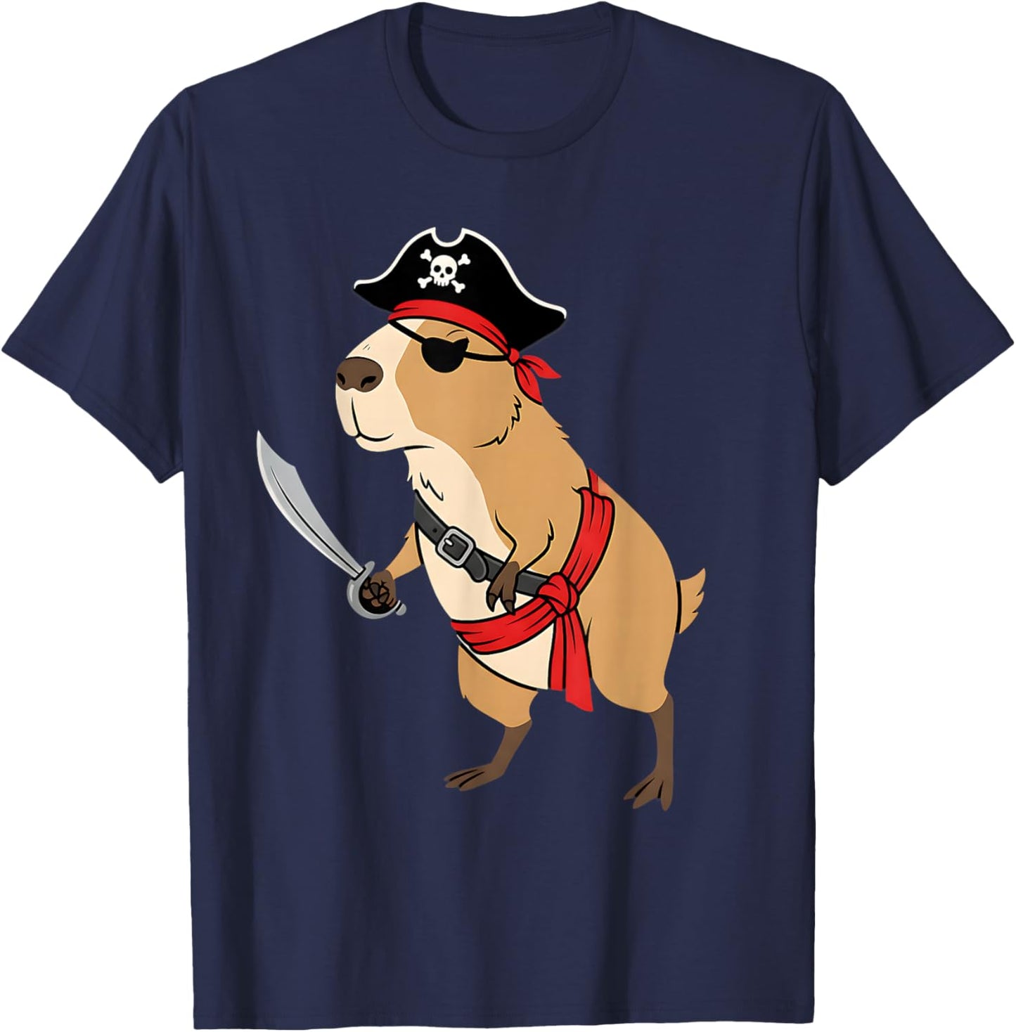 Pirate Capybara Toddler Boy Funny Kids Halloween Costume T-Shirt - T-Shirt | Navy