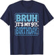 9th Birthday Bruh Blue Checkered Trendy Birthday Boy T-Shirt - T-Shirt | Navy