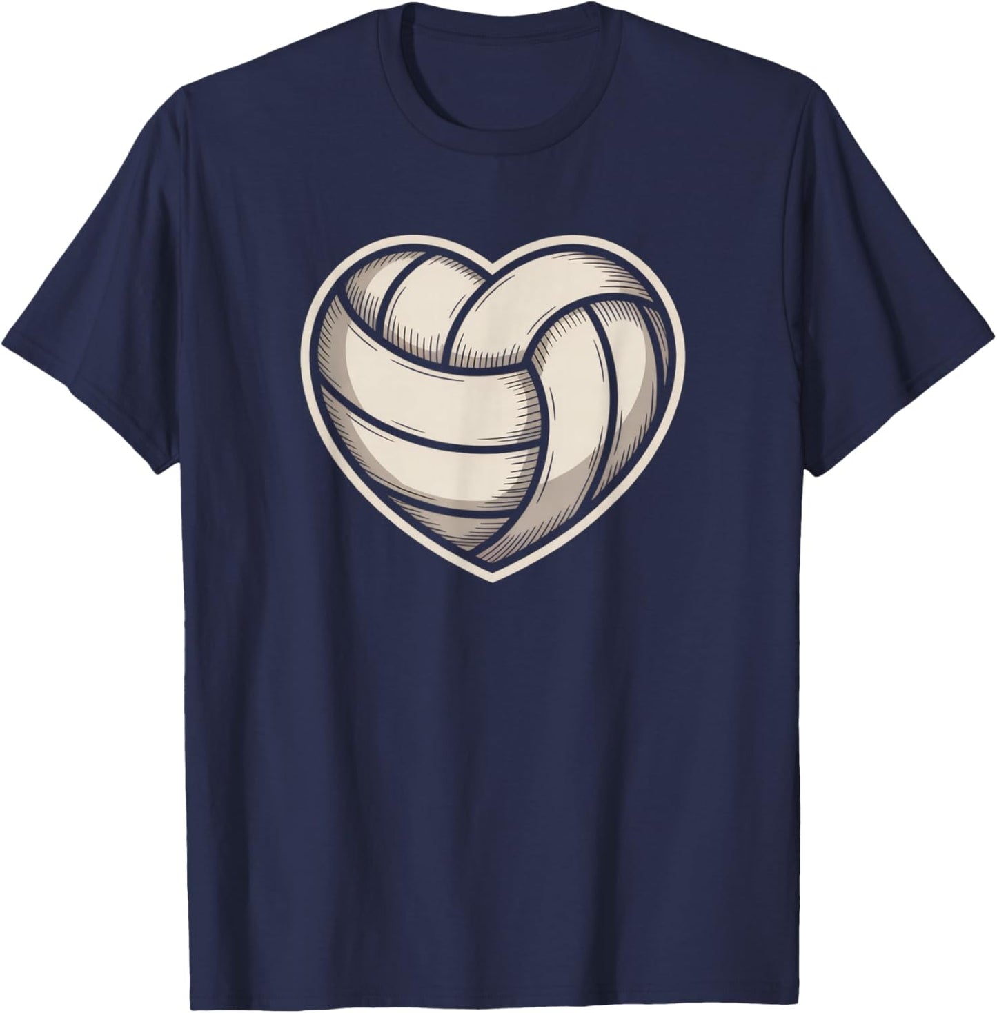 Volleyball red Heart Sports Fan Vball Player Valentine's Day T-Shirt - T-Shirt | Navy
