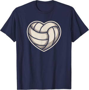 Volleyball red Heart Sports Fan Vball Player Valentine's Day T-Shirt - T-Shirt | Navy