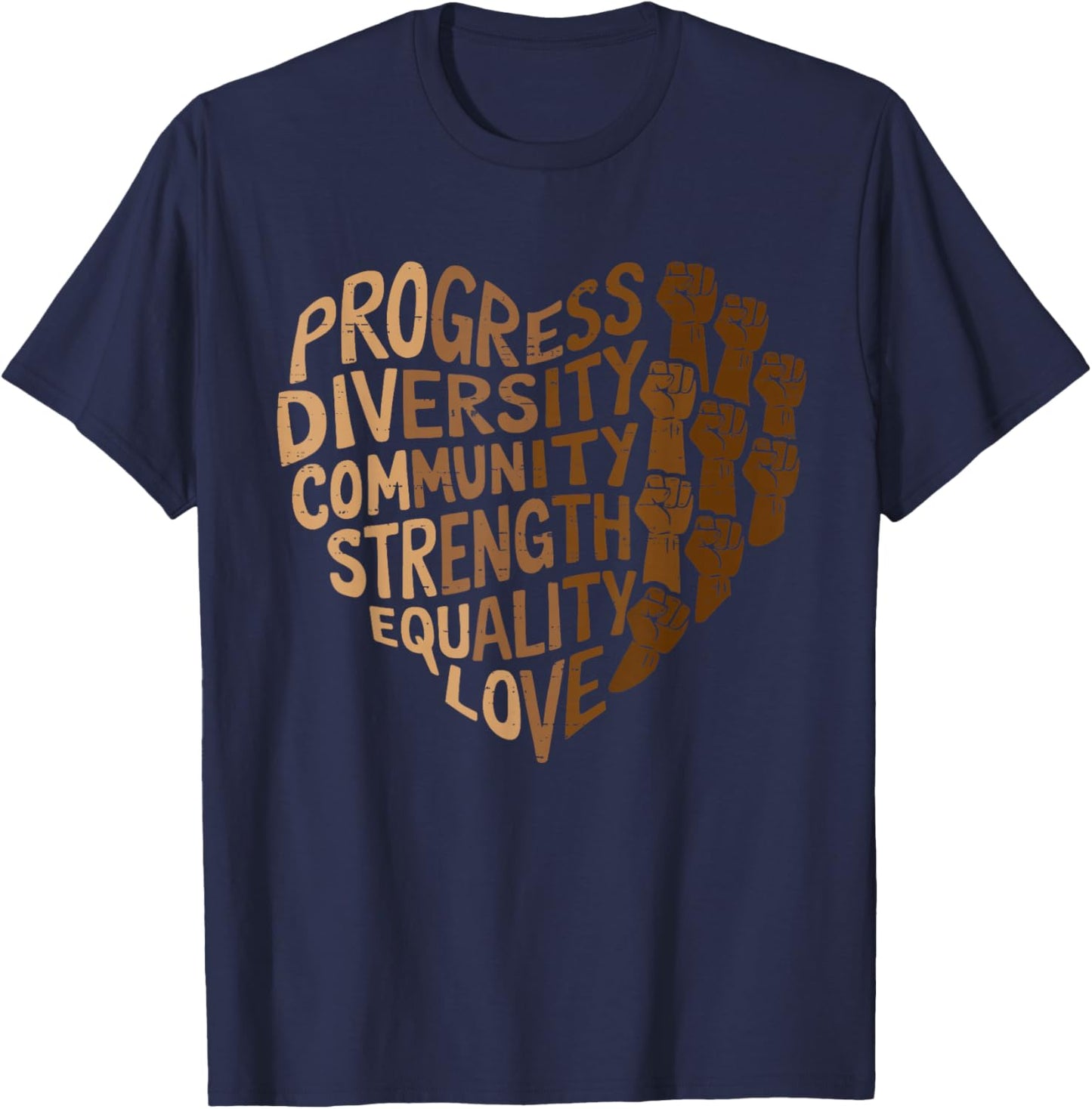 Progress Diversity Equity Black History Melanin Girls T-Shirt - T-Shirt | Navy