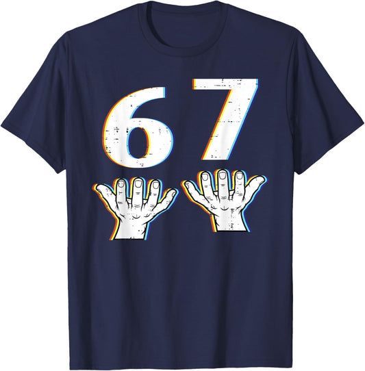 6 7 Meme Funny 67 Six Seven Gen Alpha Slang Kids Boys Youth T-Shirt - T-Shirt | Navy