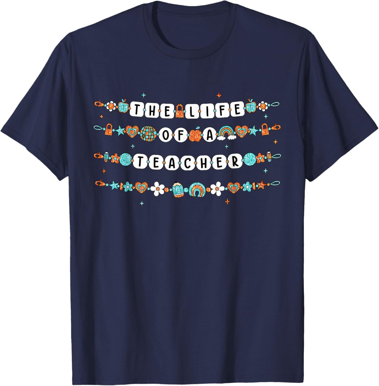 The Life of A Teacher Friendship Bracelets Elementary School T-Shirt - T-Shirt | Navy